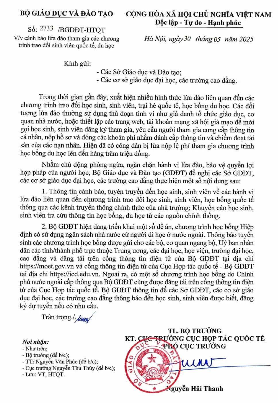 Thumbnail Cảnh báo lừa đảo tham gia các chương trình trao đổi sinh viên quốc tế, du học