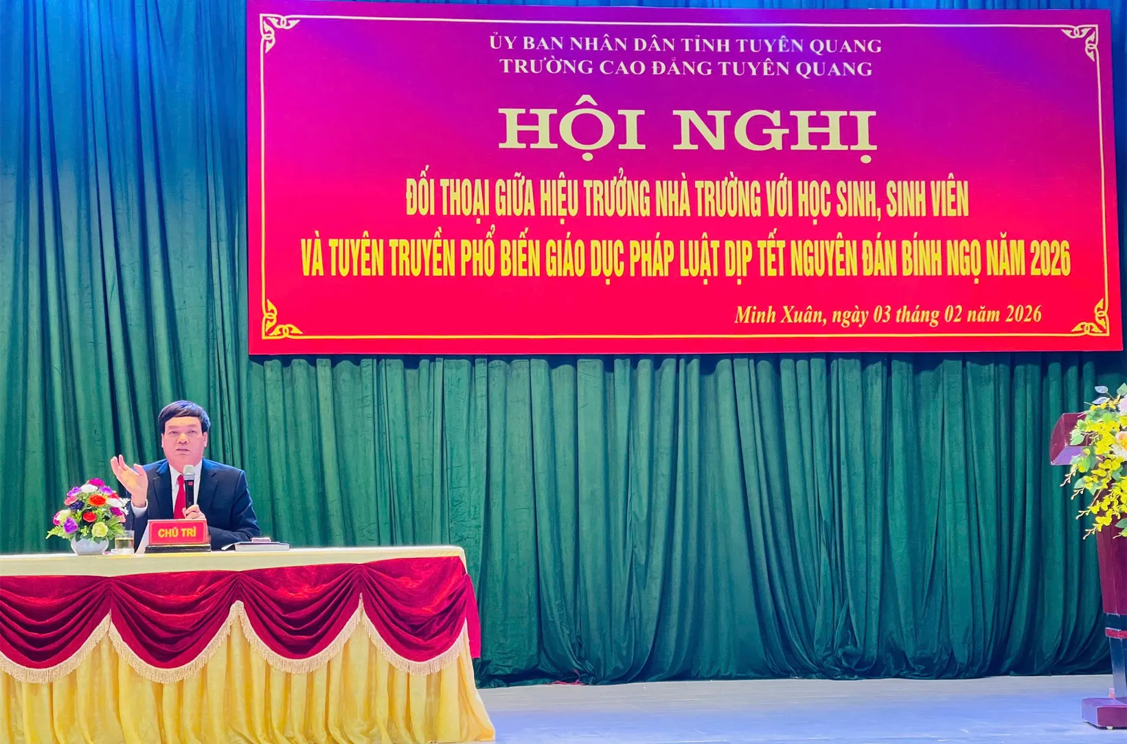 Thumbnail Hội nghị đối thoại với Học sinh, sinh viên và tuyên truyền phổ biến giáo dục pháp luật Tết nguyên đán Bính ngọ năm 2026