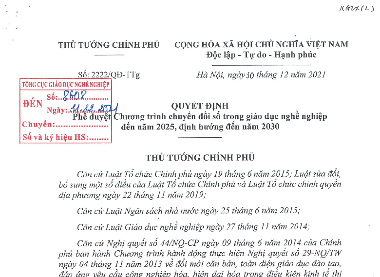 Thủ tướng phê duyệt chương trình chuyển đổi số trong Giáo dục nghề nghiệp
